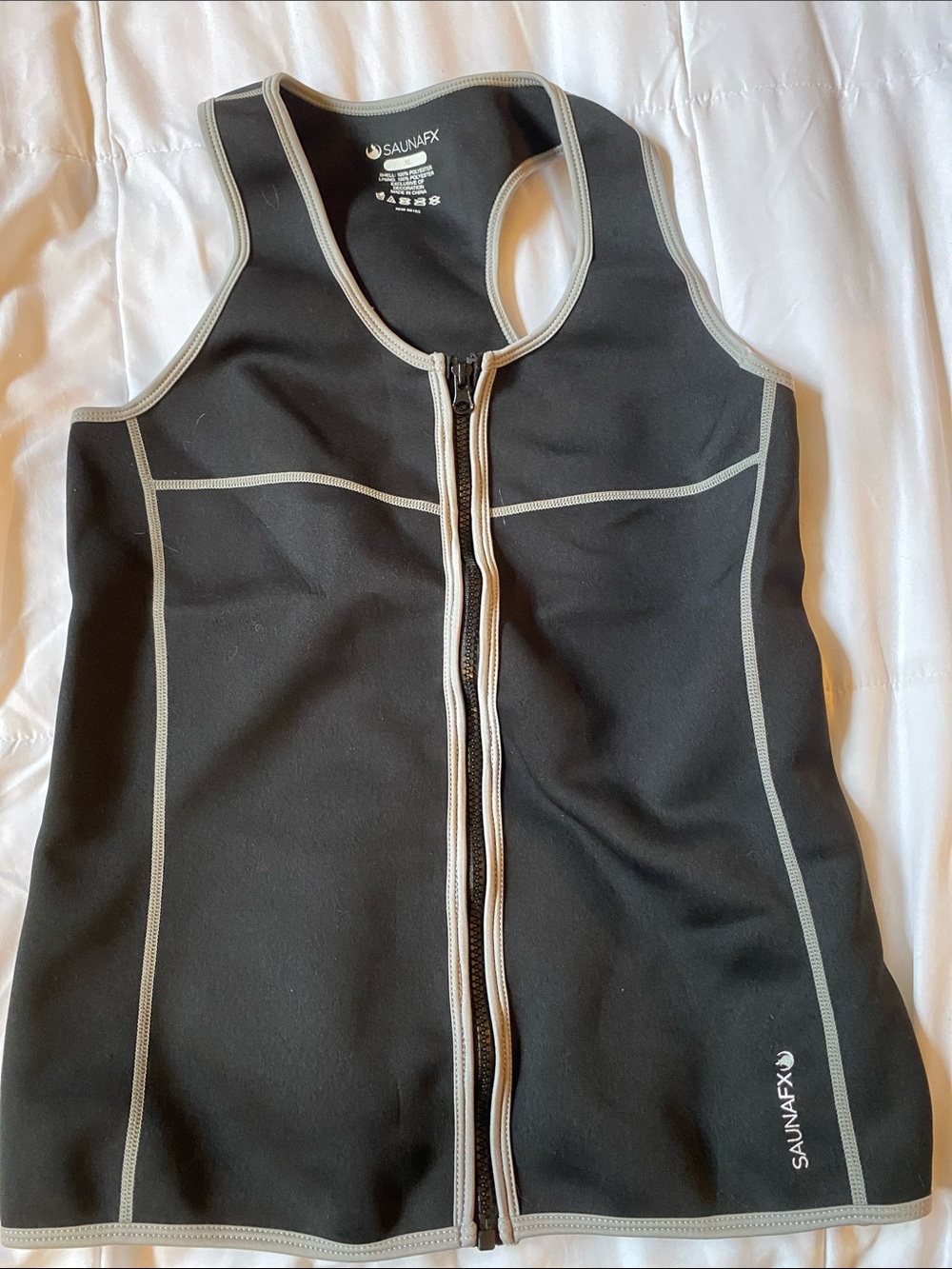 Saunafx Women's Black Zip-Front Neoprene Tank Top